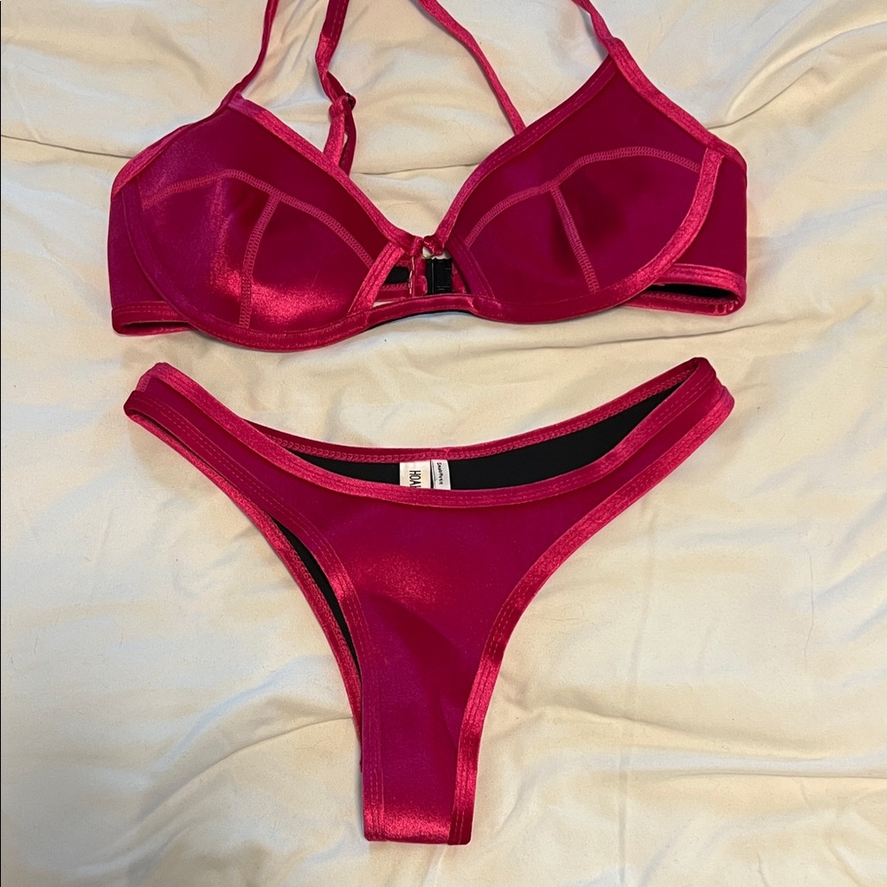 Vibrant velvet Pink Bikini Set